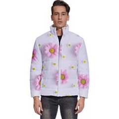 Springpurple Flower On A Purple Background Men s Puffer Bubble Jacket Coat