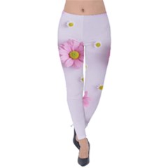 Springpurple Flower On A Purple Background Velvet Leggings by nateshop