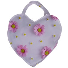 Springpurple Flower On A Purple Background Giant Heart Shaped Tote by nateshop