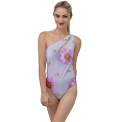 Springpurple Flower On A Purple Background To One Side Swimsuit by nateshop