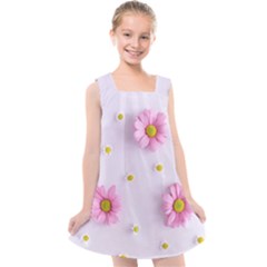 Springpurple Flower On A Purple Background Kids  Cross Back Dress by nateshop