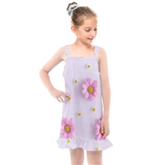 Springpurple Flower On A Purple Background Kids  Overall Dress by nateshop