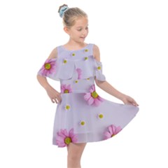 Springpurple Flower On A Purple Background Kids  Shoulder Cutout Chiffon Dress by nateshop