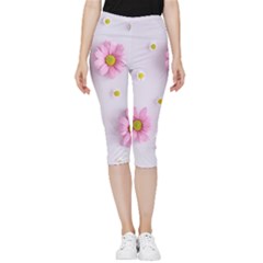 Springpurple Flower On A Purple Background Inside Out Lightweight Velour Capri Leggings 