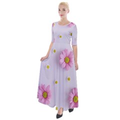 Springpurple Flower On A Purple Background Half Sleeves Maxi Dress by nateshop