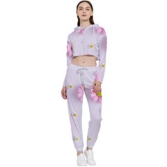 Springpurple Flower On A Purple Background Cropped Zip Up Lounge Set by nateshop