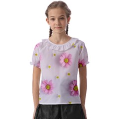 Springpurple Flower On A Purple Background Kids  Frill Chiffon Blouse