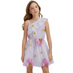 Springpurple Flower On A Purple Background Kids  One Shoulder Party Dress by nateshop