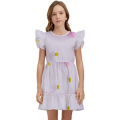 Springpurple Flower On A Purple Background Kids  Winged Sleeve Dress by nateshop