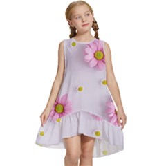 Springpurple Flower On A Purple Background Kids  Frill Swing Dress by nateshop