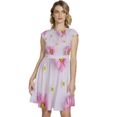 Springpurple Flower On A Purple Background Cap Sleeve High Waist Dress