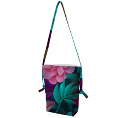 Flowers, Mate, Pink, Purple, Stock Wall Folding Shoulder Bag by nateshop