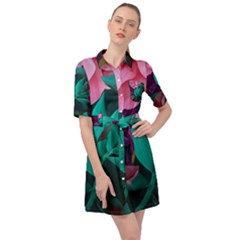 Flowers, Mate, Pink, Purple, Stock Wall Belted Shirt Dress by nateshop