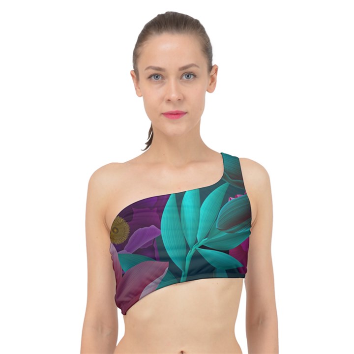 flowers, Mate, Pink, Purple, Stock Wall Spliced Up Bikini Top 