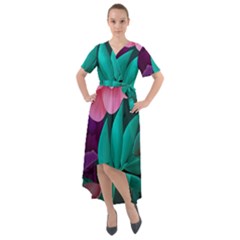 Flowers, Mate, Pink, Purple, Stock Wall Front Wrap High Low Dress