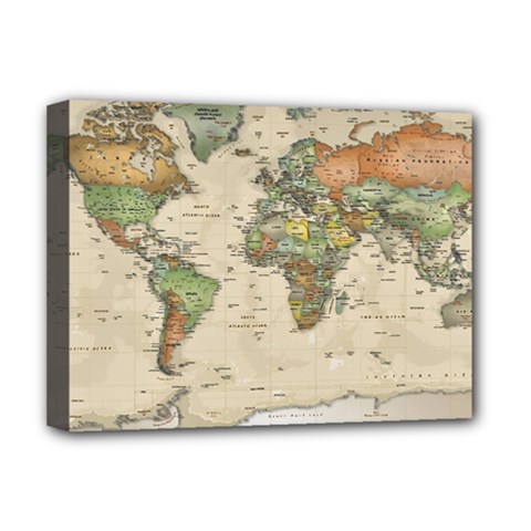 Vintage World Map Aesthetic Deluxe Canvas 16  X 12  (stretched)  by Cemarart