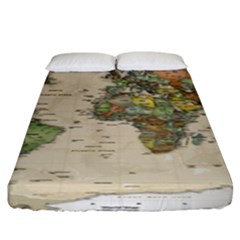 Vintage World Map Aesthetic Fitted Sheet (king Size) by Cemarart