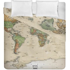 Vintage World Map Aesthetic Duvet Cover Double Side (king Size) by Cemarart