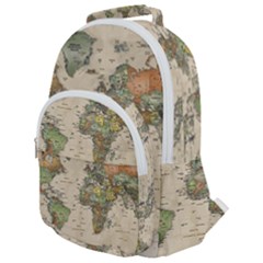 Vintage World Map Aesthetic Rounded Multi Pocket Backpack by Cemarart