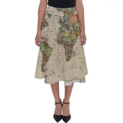 Vintage World Map Aesthetic Perfect Length Midi Skirt by Cemarart