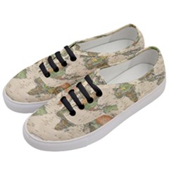 Vintage World Map Aesthetic Women s Classic Low Top Sneakers by Cemarart