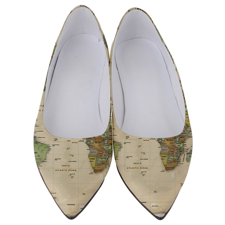 Vintage World Map Aesthetic Women s Low Heels