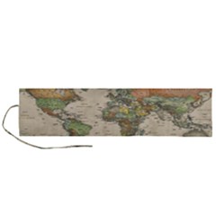 Vintage World Map Aesthetic Roll Up Canvas Pencil Holder (l) by Cemarart