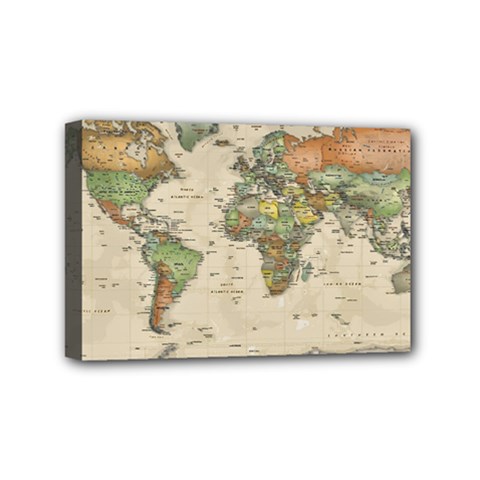 Vintage World Map Aesthetic Mini Canvas 6  X 4  (stretched) by Cemarart