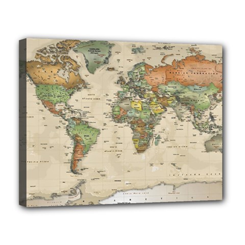 Vintage World Map Aesthetic Canvas 14  X 11  (stretched) by Cemarart