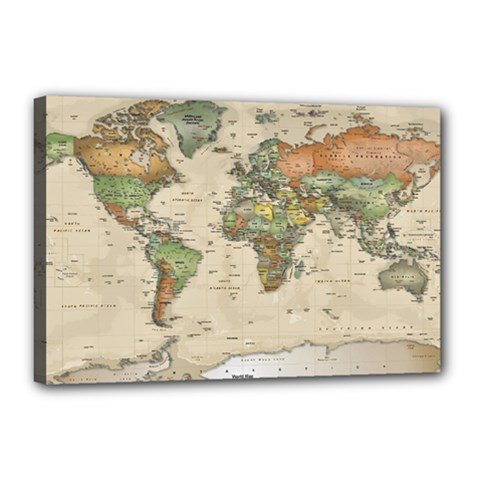 Vintage World Map Aesthetic Canvas 18  X 12  (stretched) by Cemarart