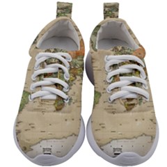 Vintage World Map Aesthetic Kids Athletic Shoes by Cemarart