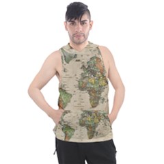 Vintage World Map Aesthetic Men s Sleeveless Hoodie by Cemarart