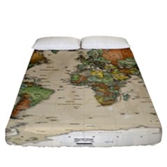 Vintage World Map Aesthetic Fitted Sheet (california King Size) by Cemarart