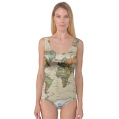 Vintage World Map Aesthetic Princess Tank Leotard  by Cemarart