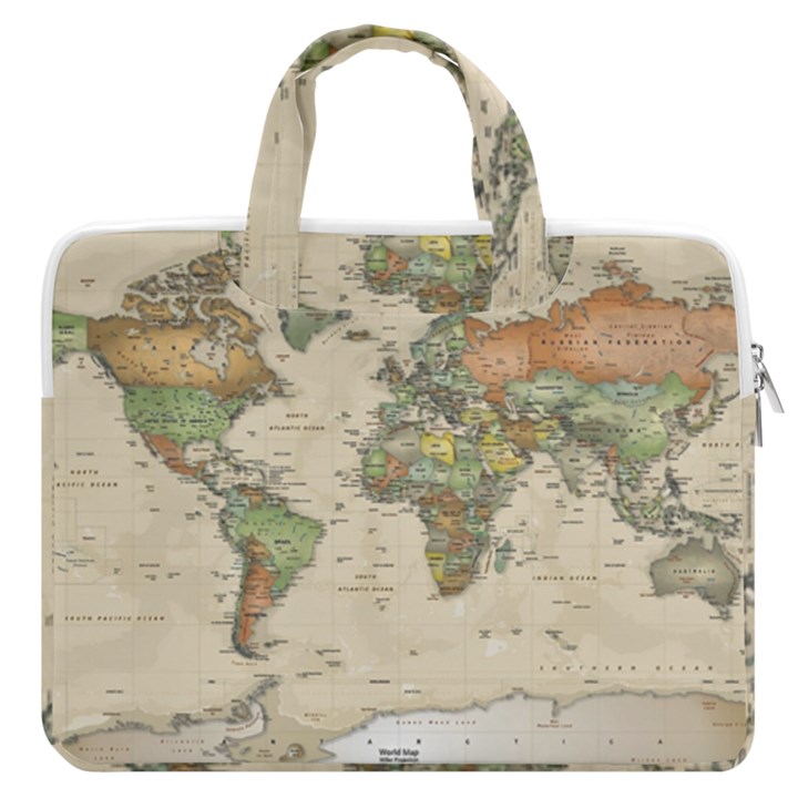 Vintage World Map Aesthetic MacBook Pro 16  Double Pocket Laptop Bag 