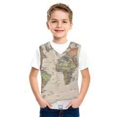 Vintage World Map Aesthetic Kids  Basketball Tank Top by Cemarart