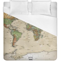 Vintage World Map Aesthetic Duvet Cover (king Size) by Cemarart