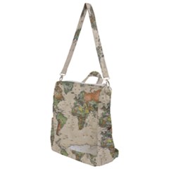 Vintage World Map Aesthetic Crossbody Backpack by Cemarart