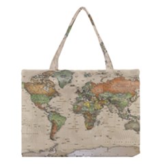 Vintage World Map Aesthetic Medium Tote Bag by Cemarart