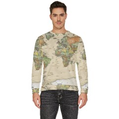 Vintage World Map Aesthetic Men s Fleece Sweatshirt by Cemarart