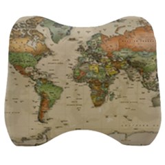 Vintage World Map Aesthetic Velour Head Support Cushion by Cemarart