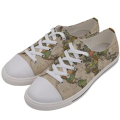 Vintage World Map Aesthetic Women s Low Top Canvas Sneakers by Cemarart