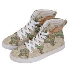 Vintage World Map Aesthetic Women s Hi-top Skate Sneakers by Cemarart