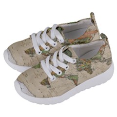 Vintage World Map Aesthetic Kids  Lightweight Sports Shoes by Cemarart