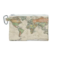 Vintage World Map Aesthetic Canvas Cosmetic Bag (medium) by Cemarart