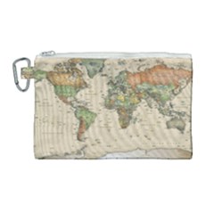 Vintage World Map Aesthetic Canvas Cosmetic Bag (large) by Cemarart