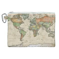 Vintage World Map Aesthetic Canvas Cosmetic Bag (xl) by Cemarart