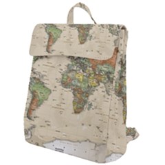 Vintage World Map Aesthetic Flap Top Backpack by Cemarart