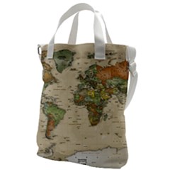 Vintage World Map Aesthetic Canvas Messenger Bag by Cemarart