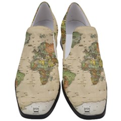 Vintage World Map Aesthetic Women Slip On Heel Loafers by Cemarart